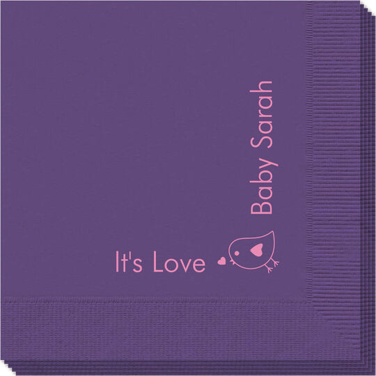 Corner Text with Baby Bird Design Napkins